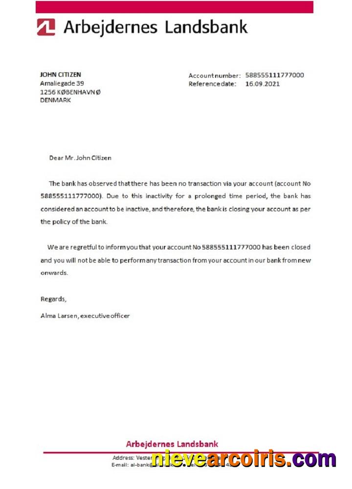 Denmark Arbejdernes Landsbank closure reference